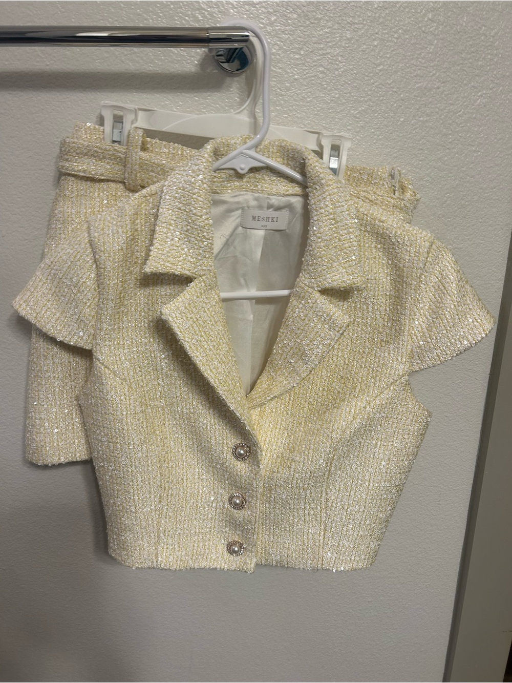 Meshki Mercer Tweed Set In Butter Yellow